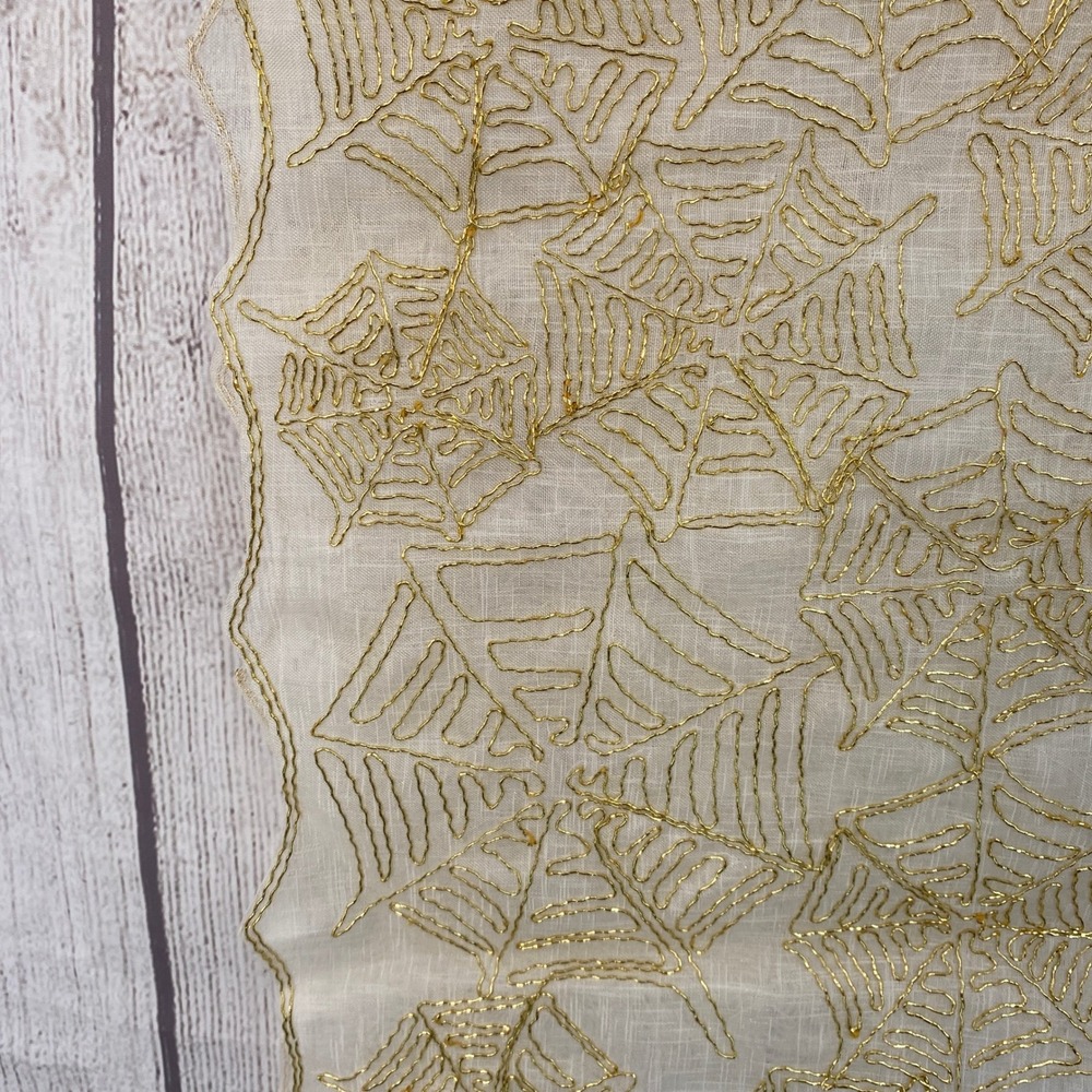 Christian Siriano Table Runner 14x72 Gold Cream Embroidered Spider Web Halloween